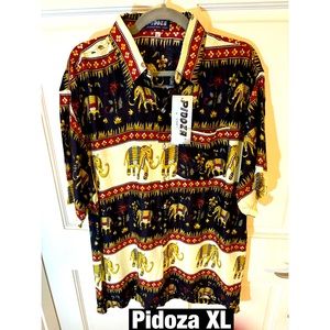 Pidoza Hawaiian‎ Slinky Men’s printed shirt. Button down. Sz XL
